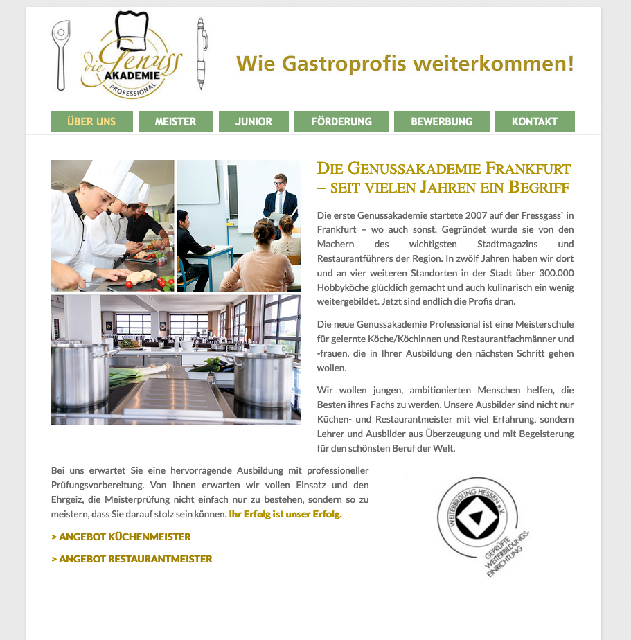 Die Genußakademie - Kochschule & Gastronomische Events, 
Design Walter Grafik Design